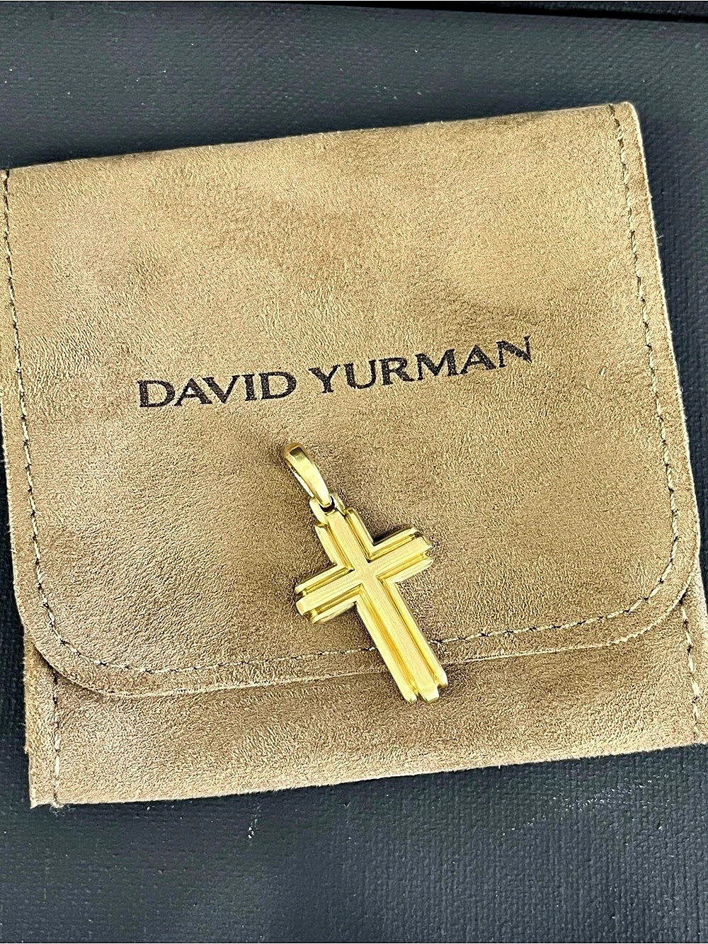 David Yurman 18K Yellow Gold Cross Pendant Gold